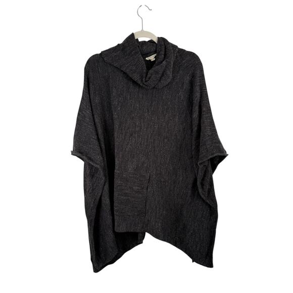 Eileen Fisher Grey Turtleneck Poncho Sweater Oversized Lagenlook Womens S/M - Picture 1 of 5